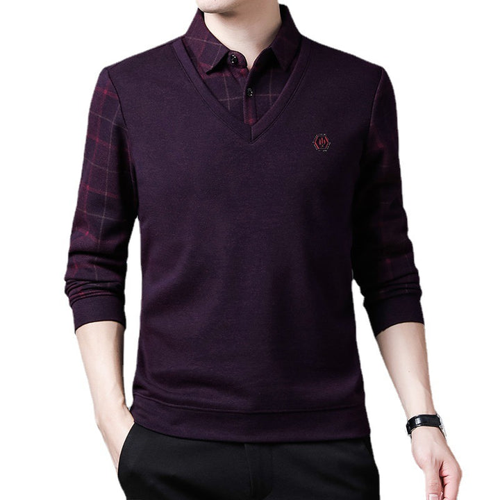 Herren eleganter V-Ausschnitt Pullover mit strukturiertem Oberteil Aliams