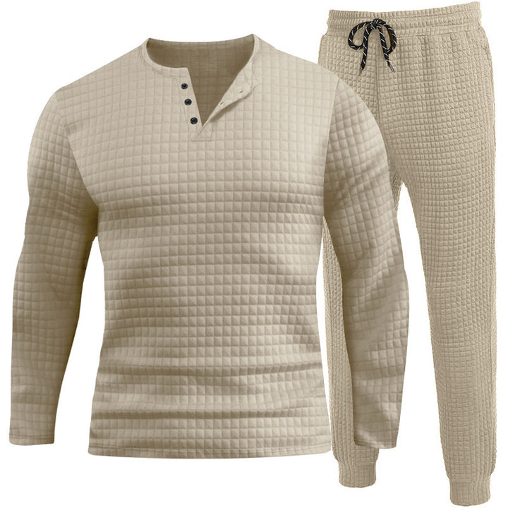 Herren Dreiteiliges Set mit strukturiertem Langarmshirt und Jogginghose Aliams