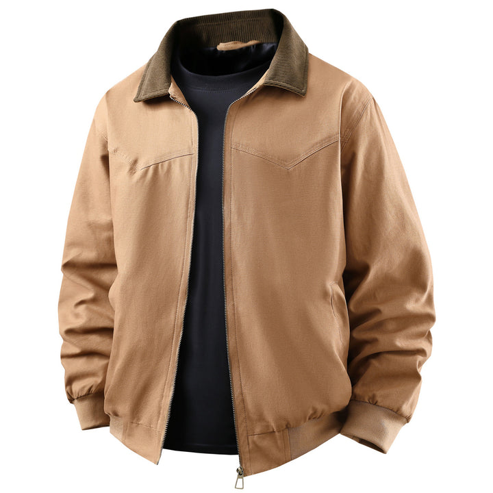 Herren klassische Übergangsjacke mit kontrastierendem Kragen und funktionalen Taschen Aliams