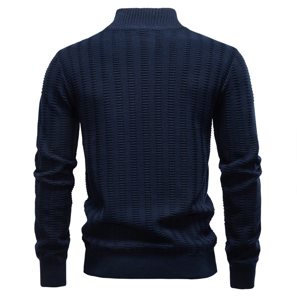 Herren Pullover mit strukturiertem Design und halbem Reißverschluss Aliams