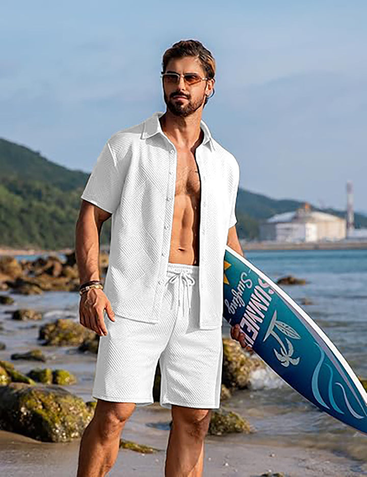 Herren lässiges Surf Outfit mit kurzärmligem Hemd und Shorts Aliams