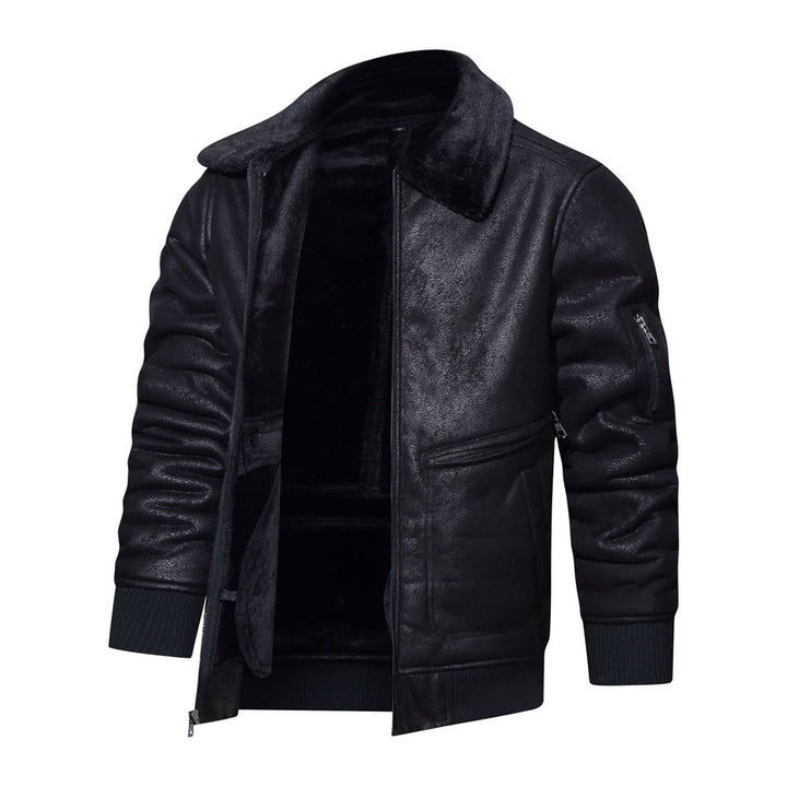 Herren Bikerjacke mit Teddyfutter und hohem Kragen Aliams