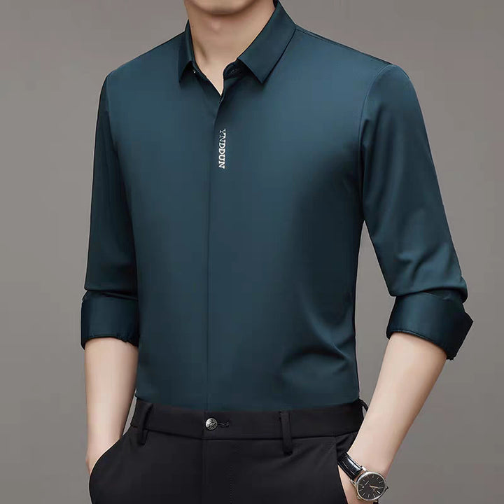 Herren elegante Langarmbluse mit modernem Stehkragen und hochwertigen Materialien Aliams