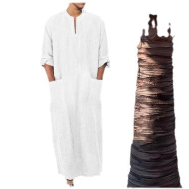 Herren Baumwoll-Kaftan mit modernem geometrischem Muster und praktischen Taschen Aliams