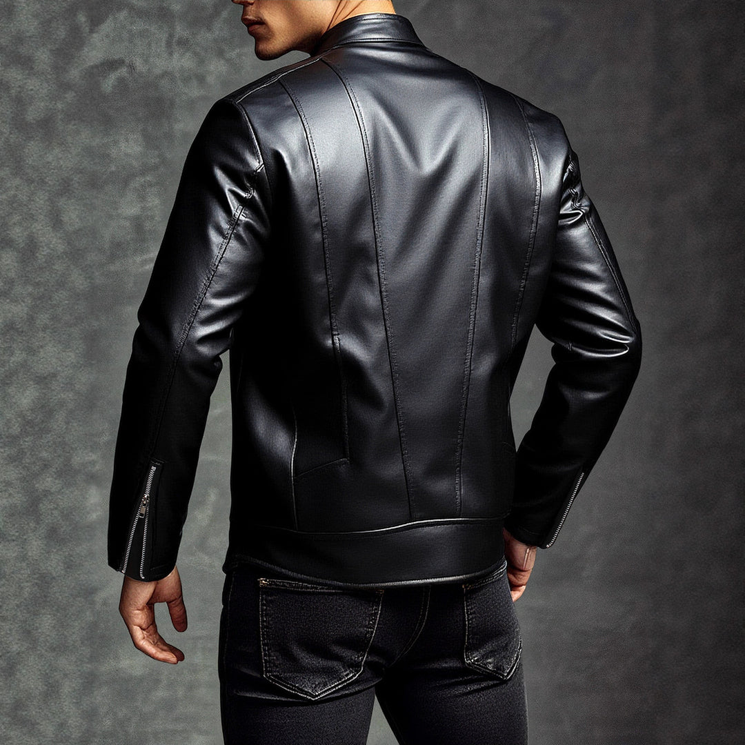 Herren Premium Kunstlederjacke mit stylischem Reißverschluss Aliams