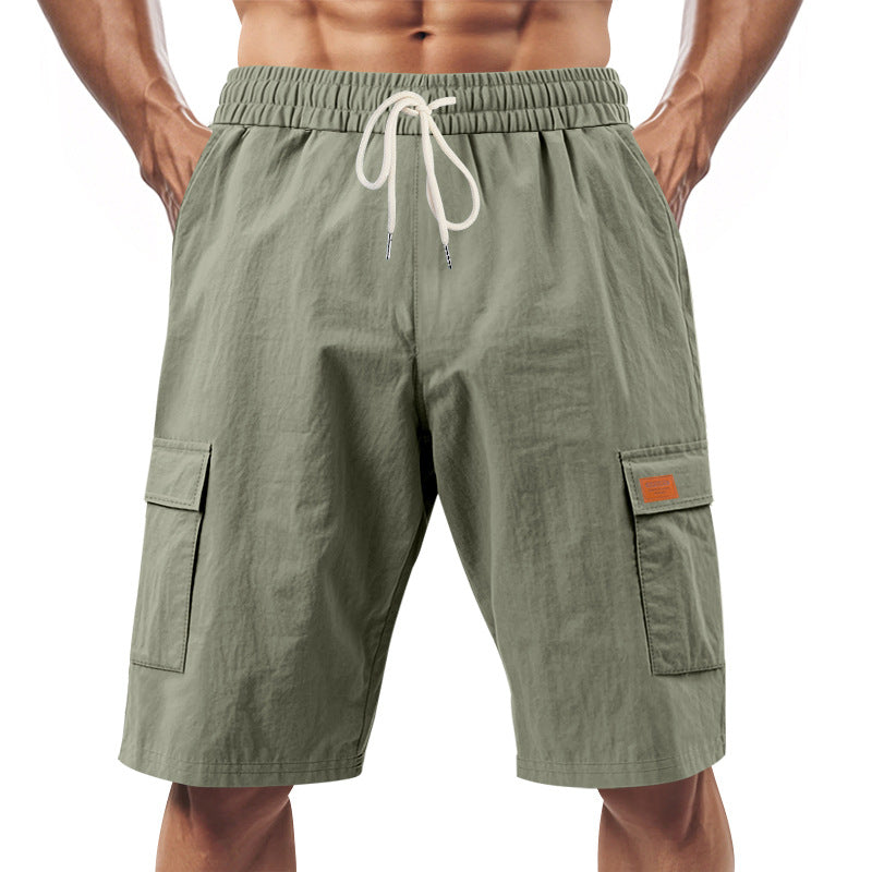 Herren praktische Cargo-Shorts mit elastischem Bund und seitlichen Taschen Aliams