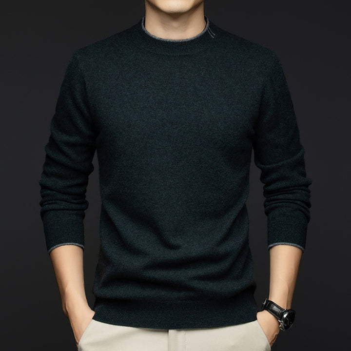 Herren klassischer Rundhals-Pullover aus hochwertiger Wolle Aliams