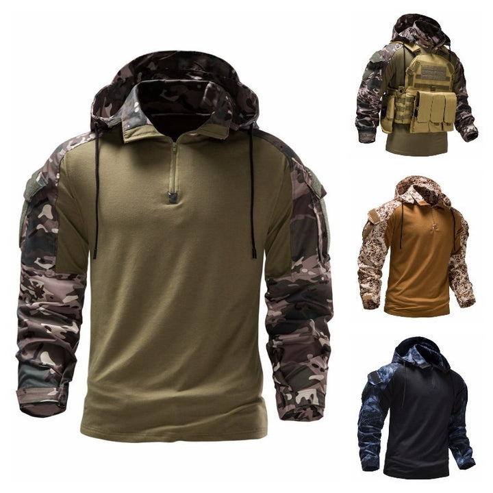 Herren taktischer Pullover mit Kapuze und Camouflage-Ärmeln Aliams