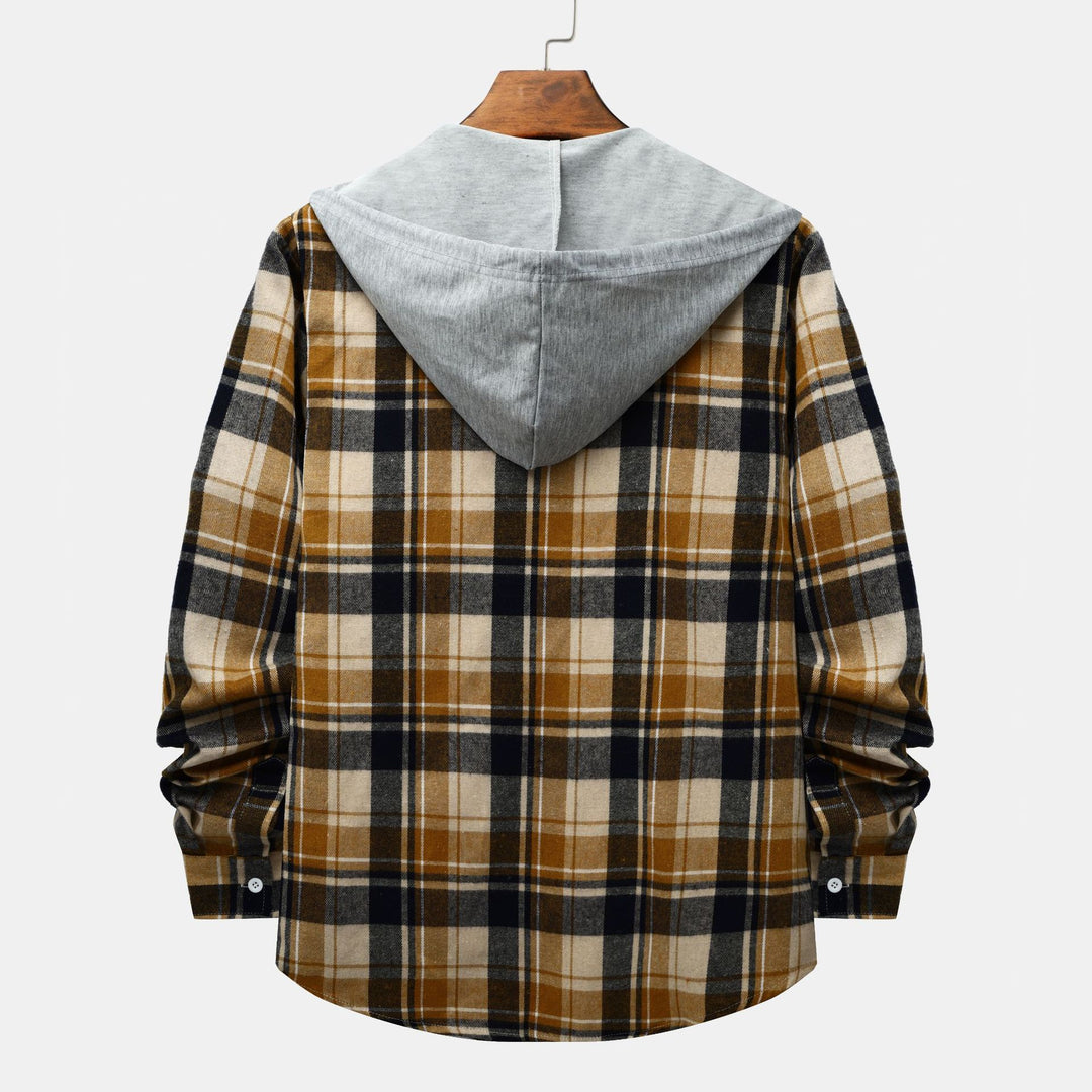 Herren Karierte Hemdjacke mit Kapuze und bequemer Passform Aliams