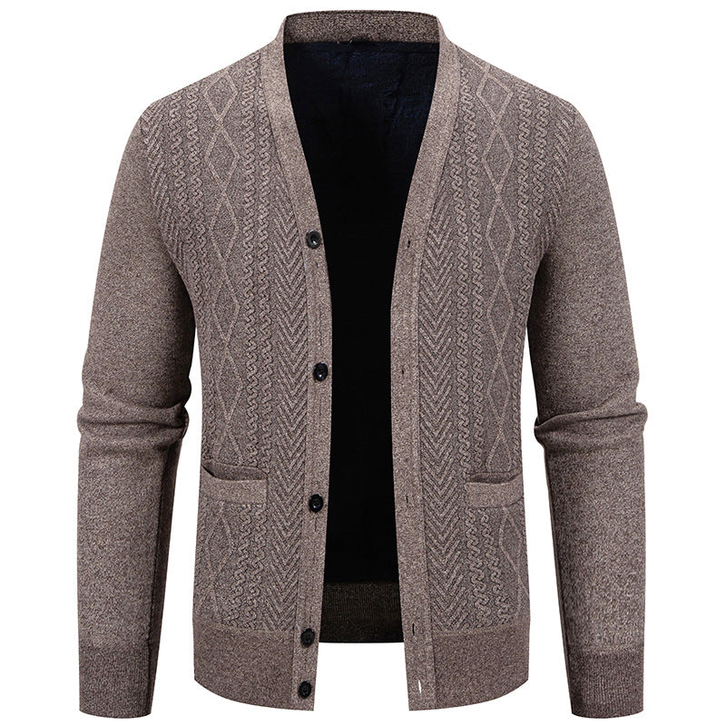 Herren klassische Strickjacke mit strukturiertem Design und praktischen Taschen Aliams