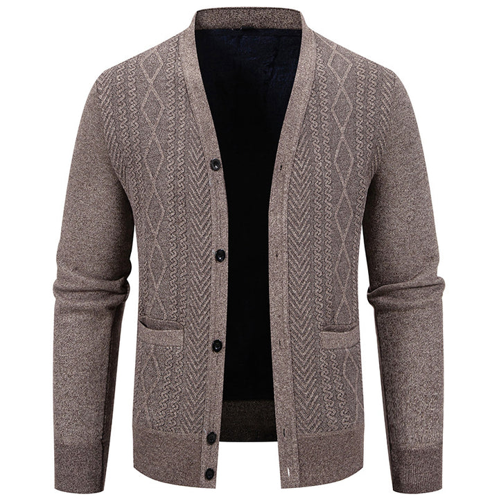 Herren klassische Strickjacke mit strukturiertem Design und praktischen Taschen Aliams