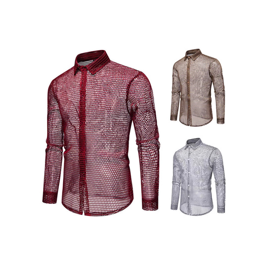 Herren elegante Netzhemd mit exklusivem Design und atmungsaktiven Eigenschaften Aliams