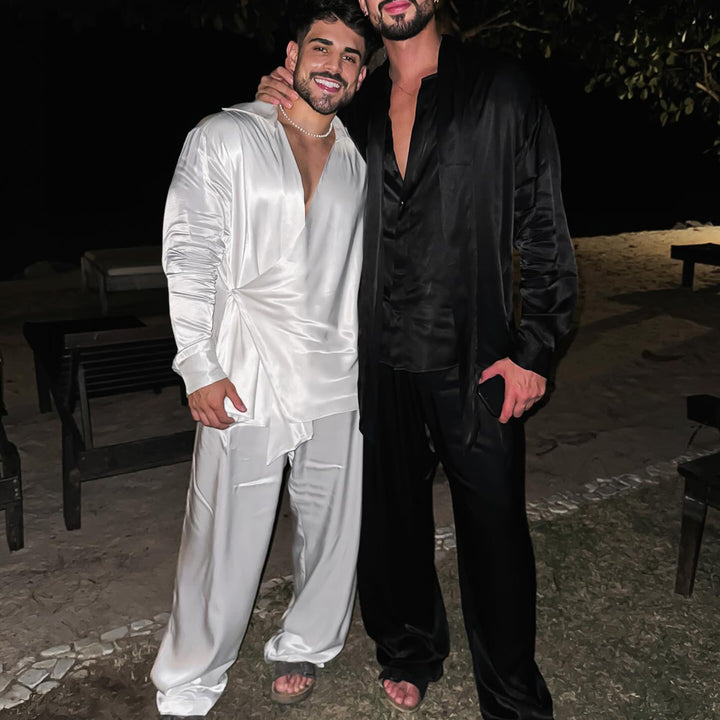 Damen Satin-Wickelbluse Aliams