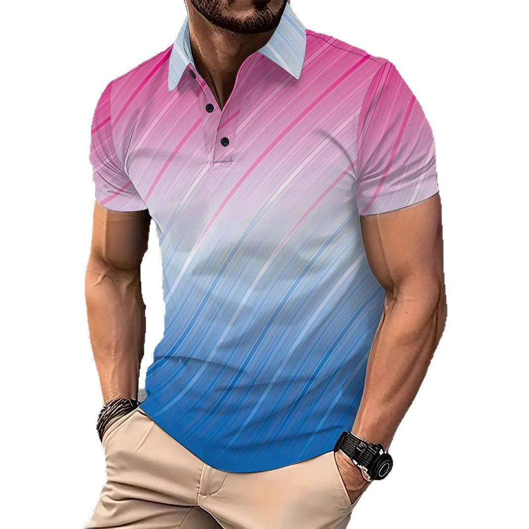 Herren Kurzarm Poloshirt mit modernem Farbverlauf Aliams