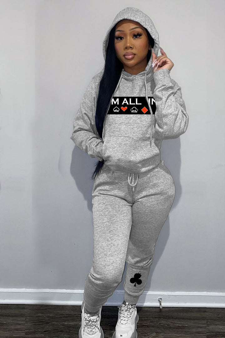 Herren Sportliches Hoodie- und Jogginghose-Set mit kreiertem Glücksspiel-Design Aliams