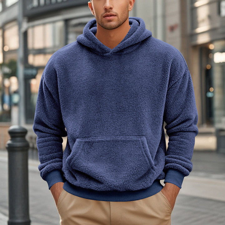 Herren übergroßer Fleece-Hoodie mit Kängurutasche und gemütlichem Schnitt Aliams