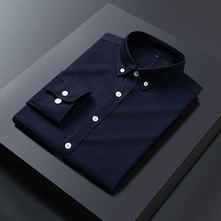 Herren Klassisches Baumwollhemd mit Button-Down-Kragen und praktischen Taschen Aliams