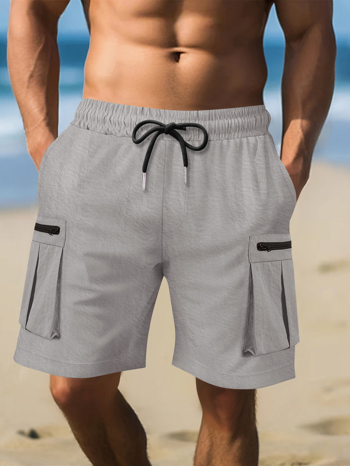 Herren Cargo-Shorts mit praktischen Reißverschlusstaschen und elastischem Bund Aliams