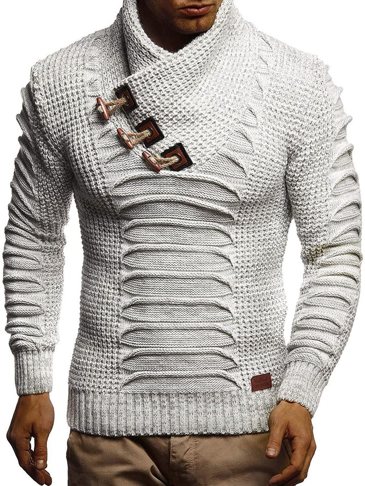 Herren Grobstrickpullover mit innovativem Schalkragen und rustikalem Design Aliams