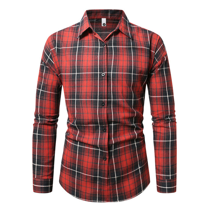 Herren kariertes Langarmhemd aus weichem Flanell Aliams