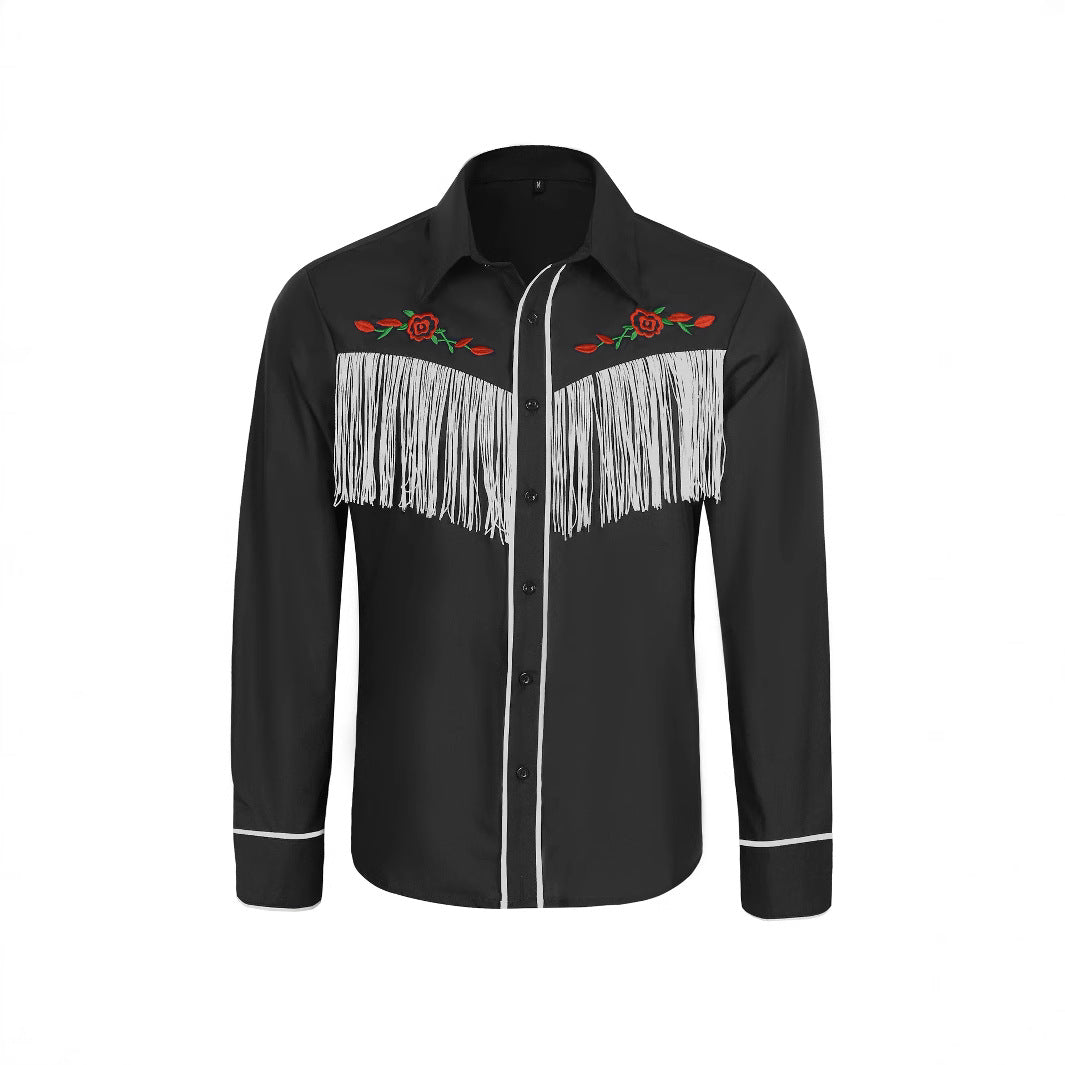 Herren Westernhemd mit Fransen und kunstvoller Bestickung Aliams