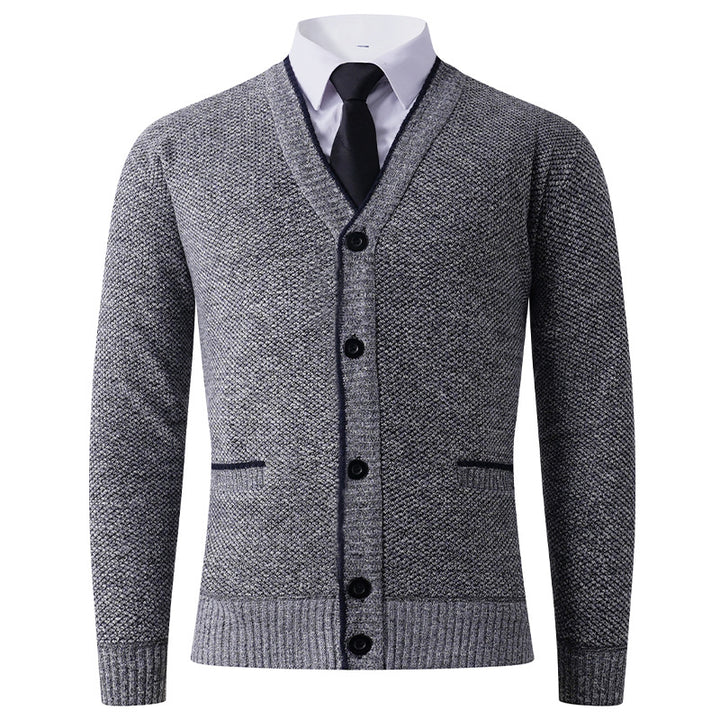 Herren Strickjacke mit V-Ausschnitt und klassischem Design Aliams