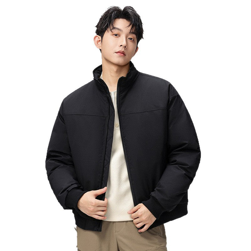 Herren stylische Bomberjacke mit hohem Kragen und seitlichen Taschen Aliams