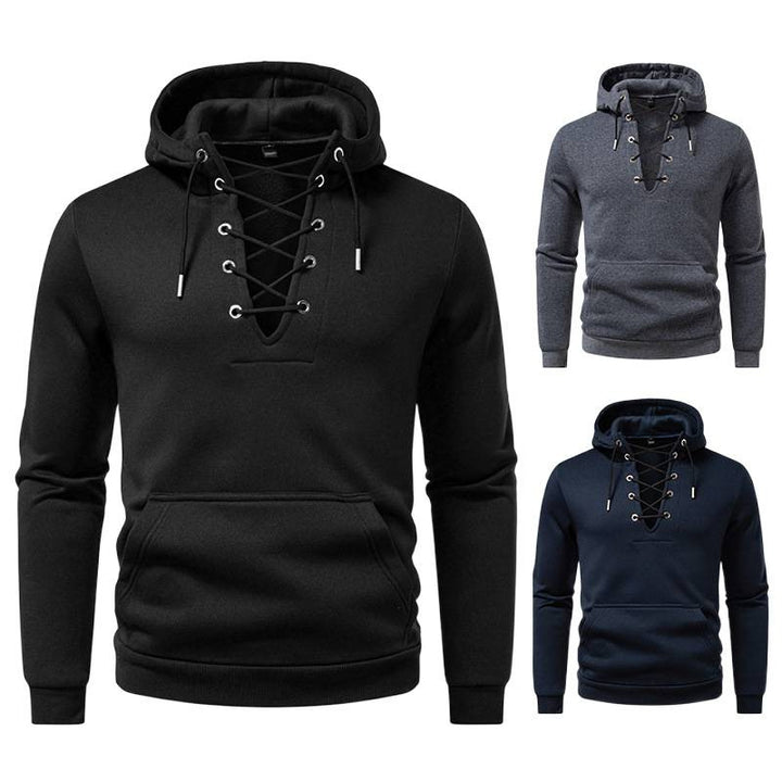 Herren Kapuzenpullover mit modischem Schnürdesign Aliams