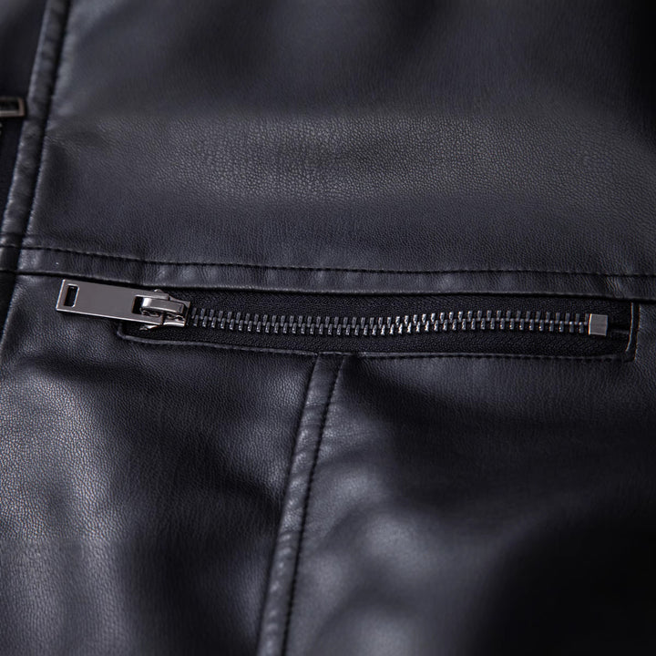 Herren Bikerjacke aus hochwertigem Kunstleder mit praktischen Reißverschlusstaschen Aliams