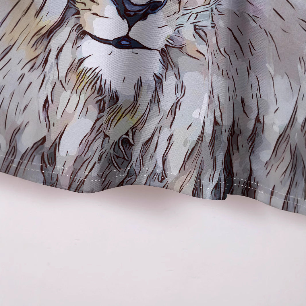 Herren Kurzarm Hemd mit künstlerischem Tierdruck Aliams