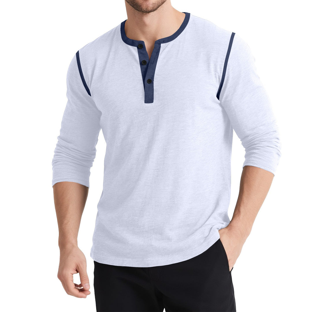Herren sportliches Longsleeve Oberteil mit Knopfleiste Aliams