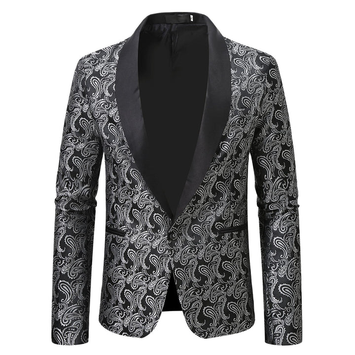 Herren eleganter Smoking-Blazer mit floralem Jacquard-Muster Aliams