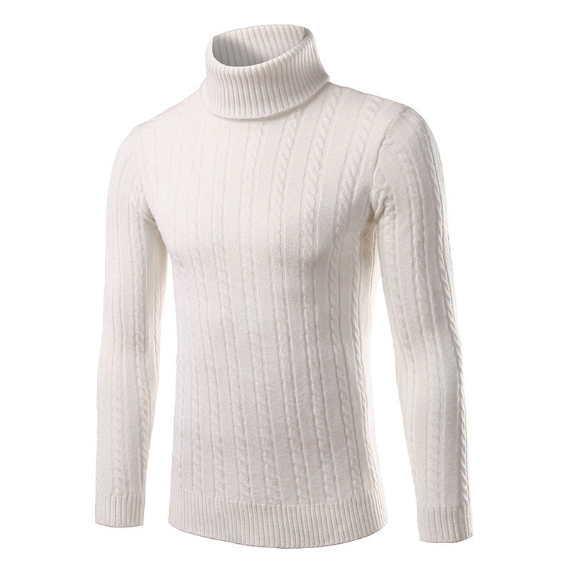 Herren stilvoller Rollkragenpullover mit Zopfmuster Aliams