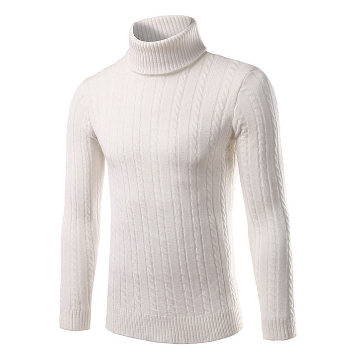 Herren stilvoller Rollkragenpullover mit Zopfmuster Aliams