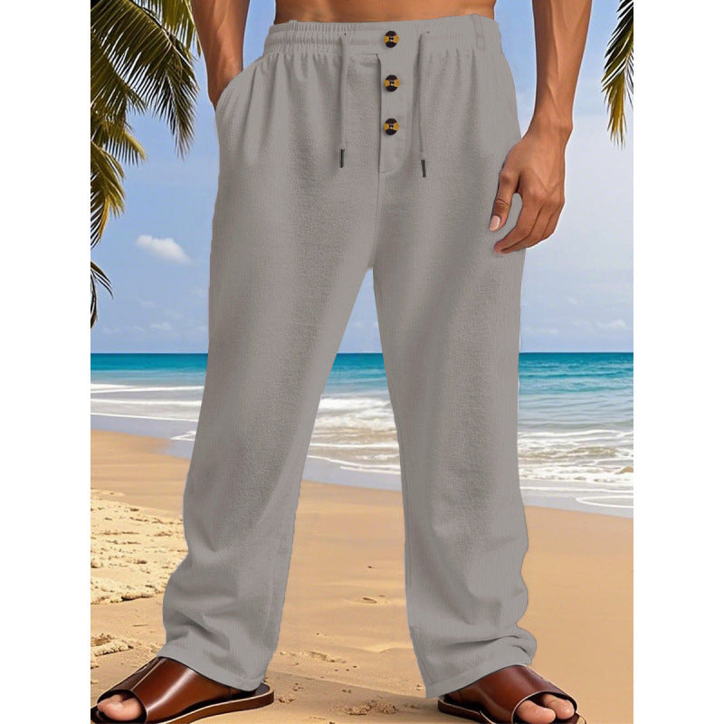 Herren Bequeme Sommerfreizeithose mit elastischem Bund und modernen Knopfdetails Aliams