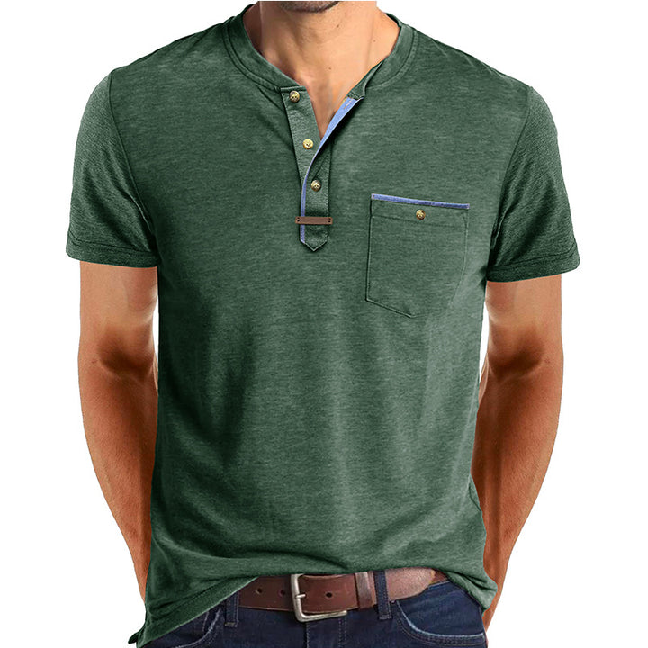 Herren Kurzarm-Henley T-Shirt mit modischen Akzenten Aliams