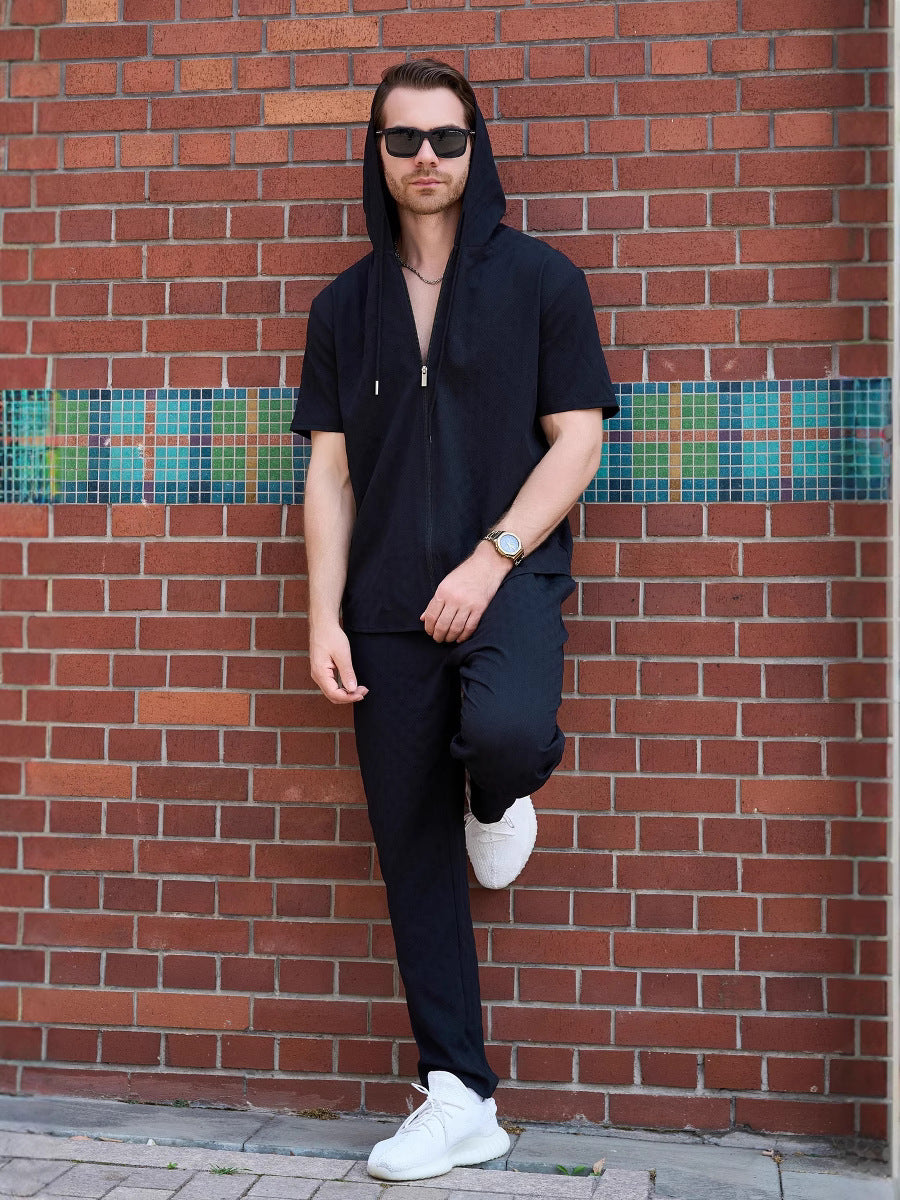 Herren Sportliches Kapuzen-Set mit atmungsaktivem Material und elastischem Bund Aliams