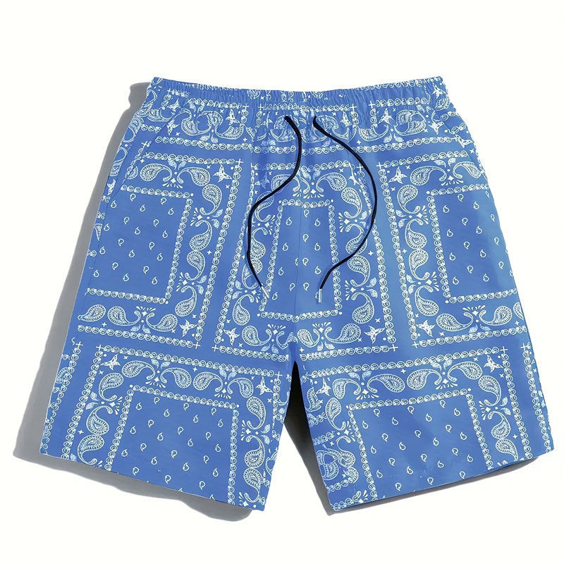 Herren Badeshorts aus atmungsaktivem Material mit modernem Paisleymuster Aliams