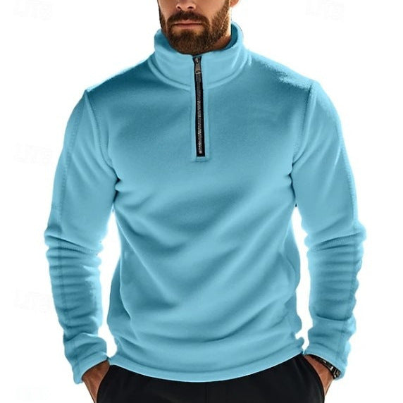Herren Fleece Pullover mit hohem Kragen und durchgehendem Reißverschluss Aliams