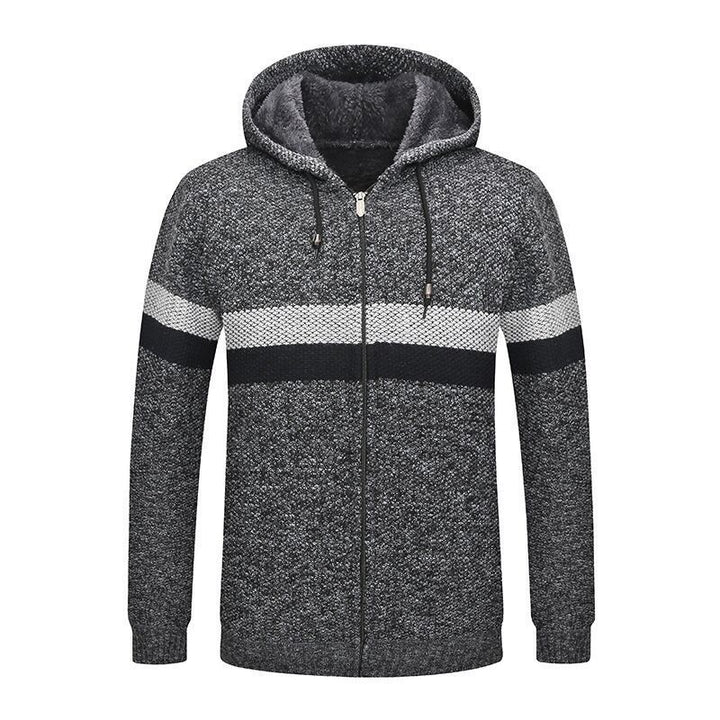 Herren Kapuzenstrickjacke mit kontrastierenden Streifen Aliams