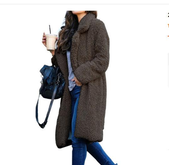 Damen Kuscheliger Teddy-Mantel mit großzügigem Schnitt und zwei praktischen Taschen Aliams