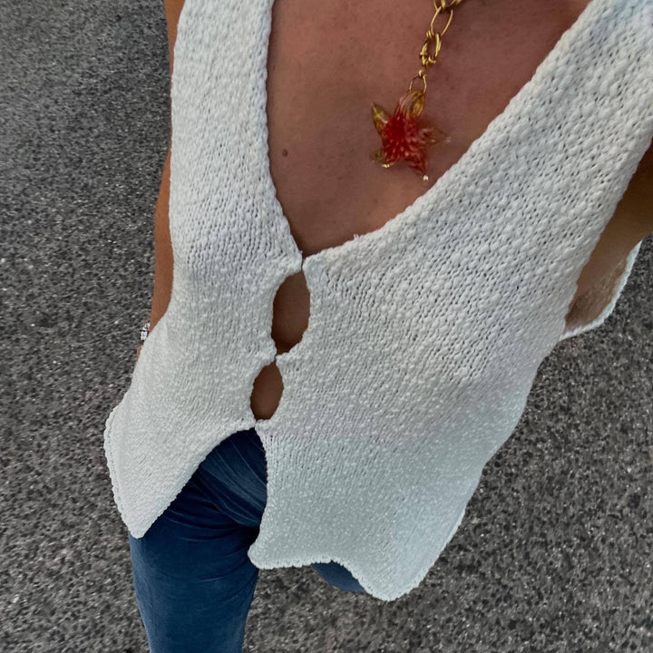 Damen ärmellose Strickweste Aliams