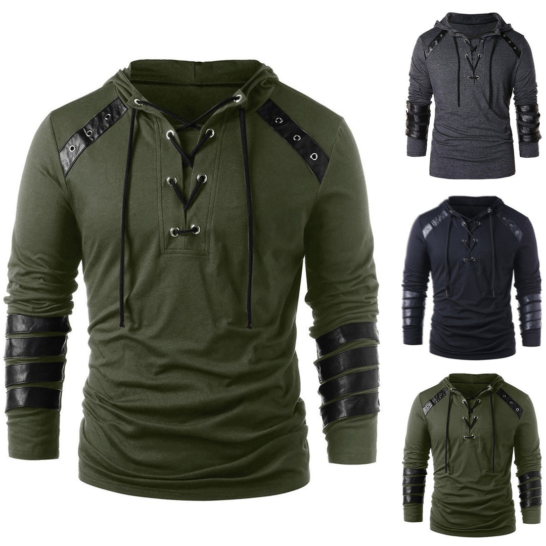 Herren Hoodie mit innovativem Leder-Detail Aliams