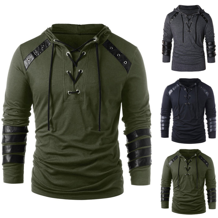 Herren Hoodie mit innovativem Leder-Detail Aliams