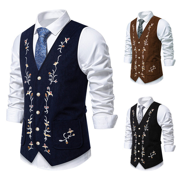 Herren elegante Weste mit floralem Stickdesign Aliams