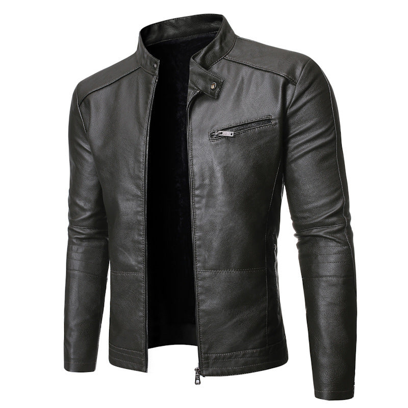Herren elegante Motorradjacke mit modernem Stehkragen Aliams