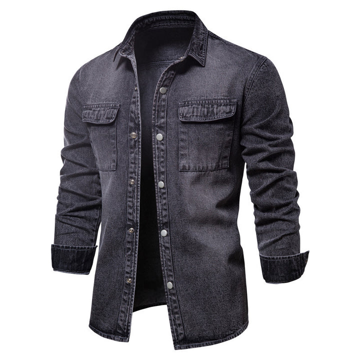 Herren Denim Hemd mit doppelten Brusttaschen und lässigem Schnitt Aliams