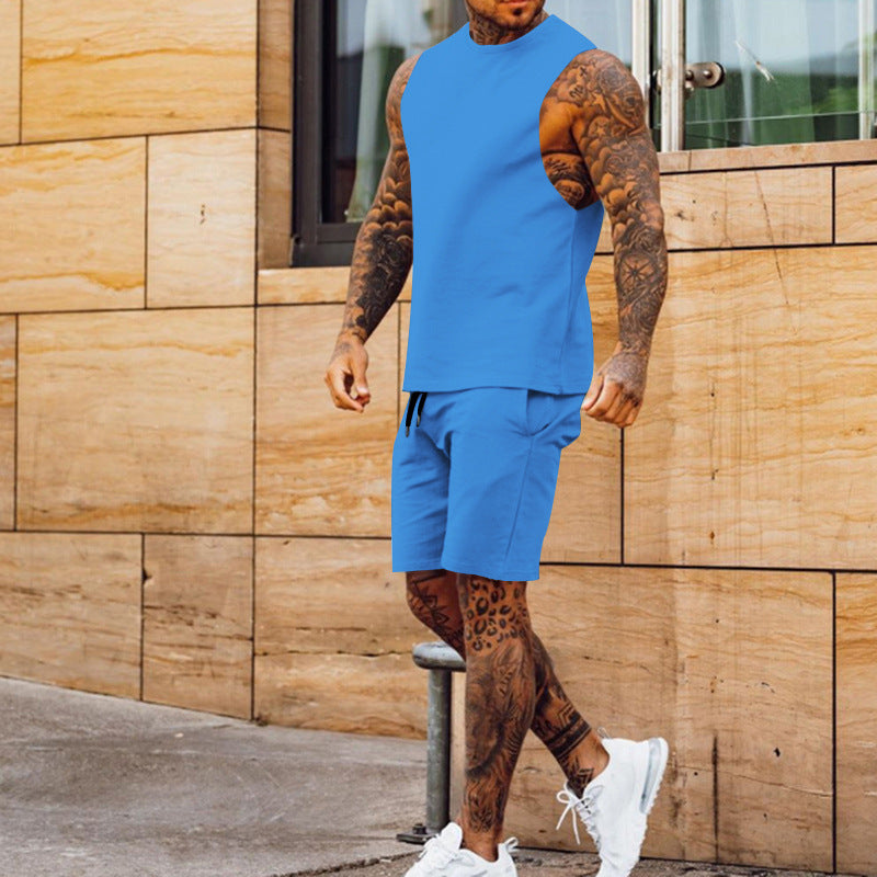 Herren sportliches Tanktop und Shorts-Set mit elastischem Bund Aliams