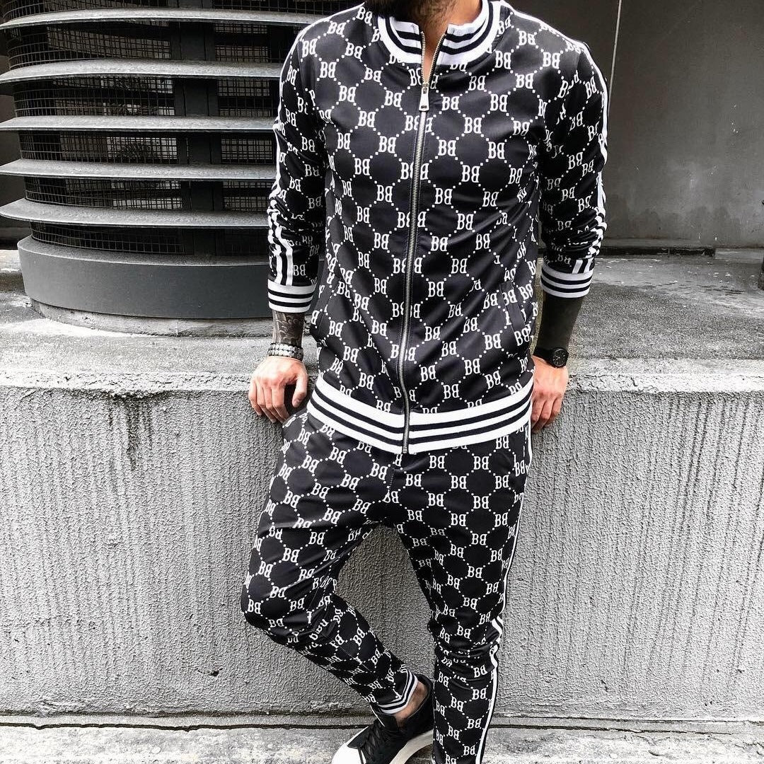 Herren Sportlicher Anzug mit modischem Schriftzug Aliams