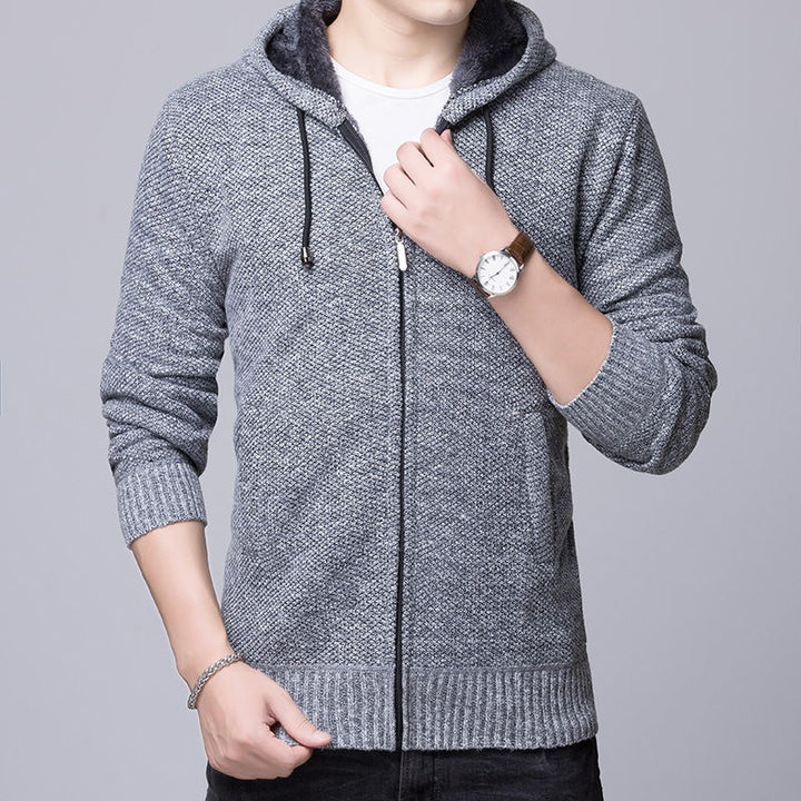 Herren gemütliche Kapuzenjacke mit fleecegefüttertem Innenleben Aliams